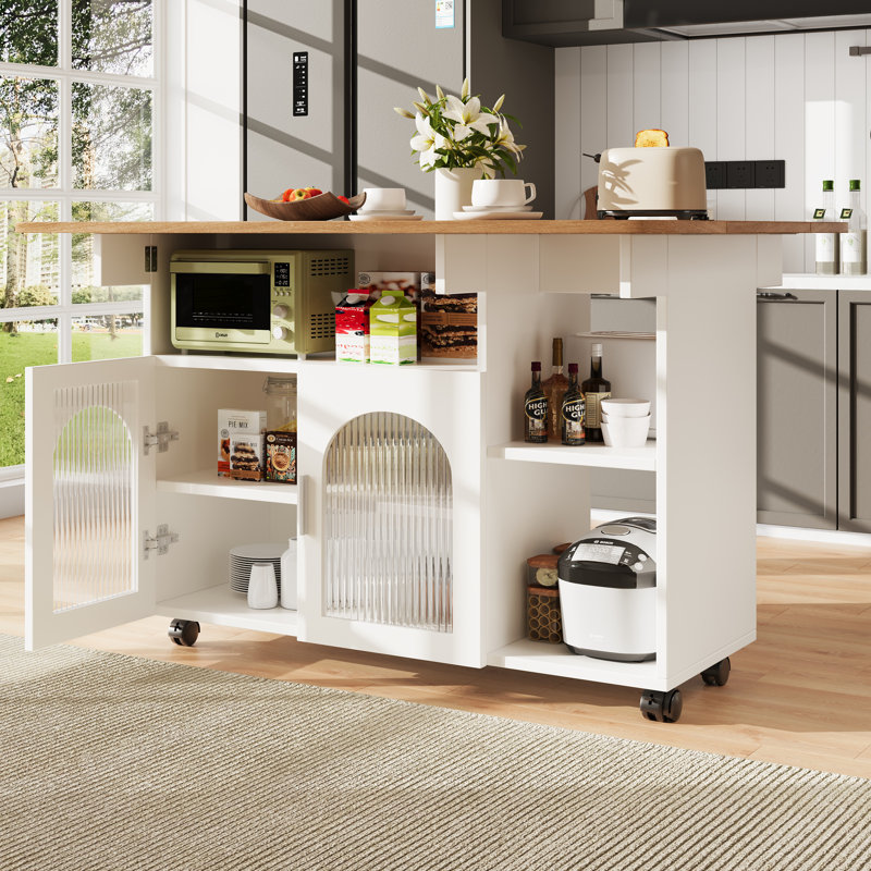 Wood Kitchen Island, White
