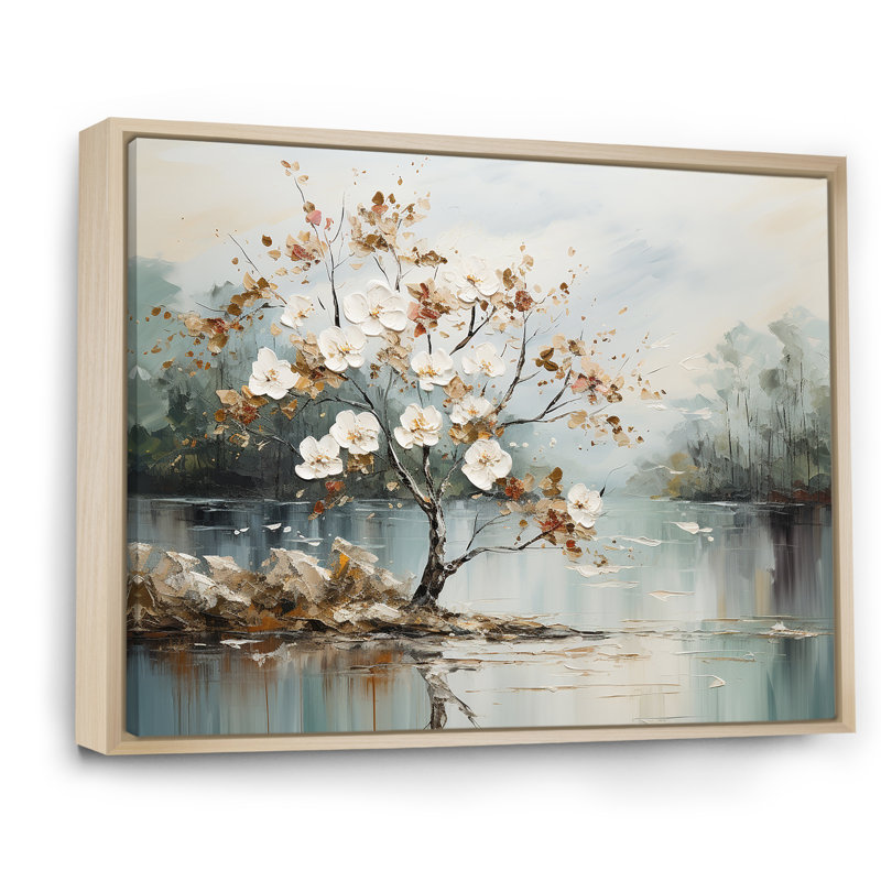 «Japanese River Forest liquid Art I», art mural encadré forêt, Cadre naturel flottant, H 24 po x l 32 po x P 1 po