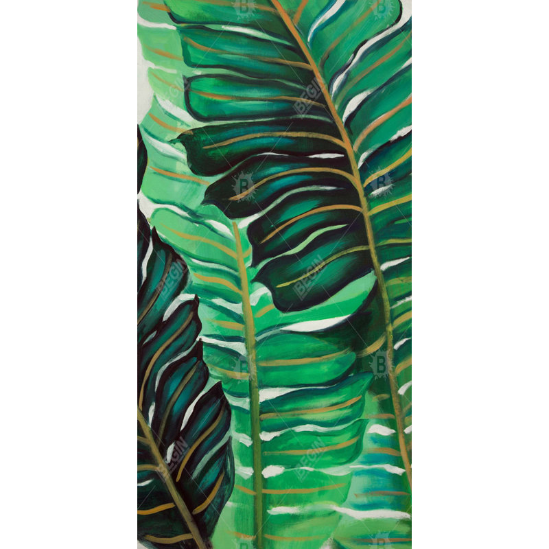 Plusieurs feuilles de plantes exotiques - art sur toile vert botanique