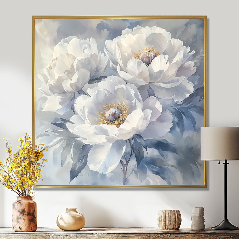 Lentz - Floral Wall Art, Floater Framed Print, 16" H x 16" W, Gold