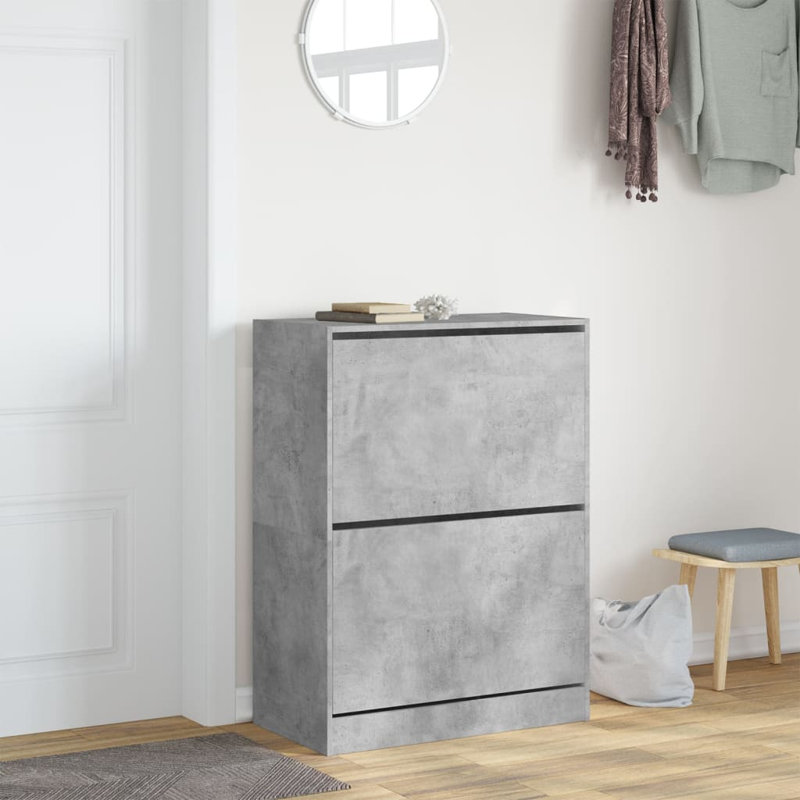 12 Pair Shoe Storage Cabinet, Concrete Grey
