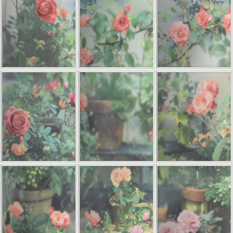 Papier peint rose trompe l'œil, Vert