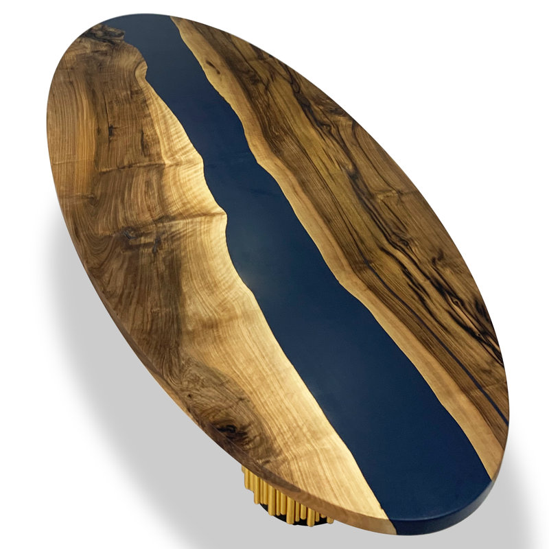 Evohe Oval Walnut Wood Dining Table, 48" W x 108.3" L
