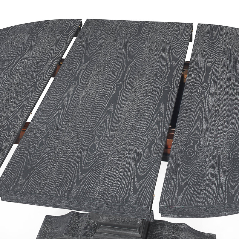Toccata Extendable Round Solid Wood Base Dining Table, Grey