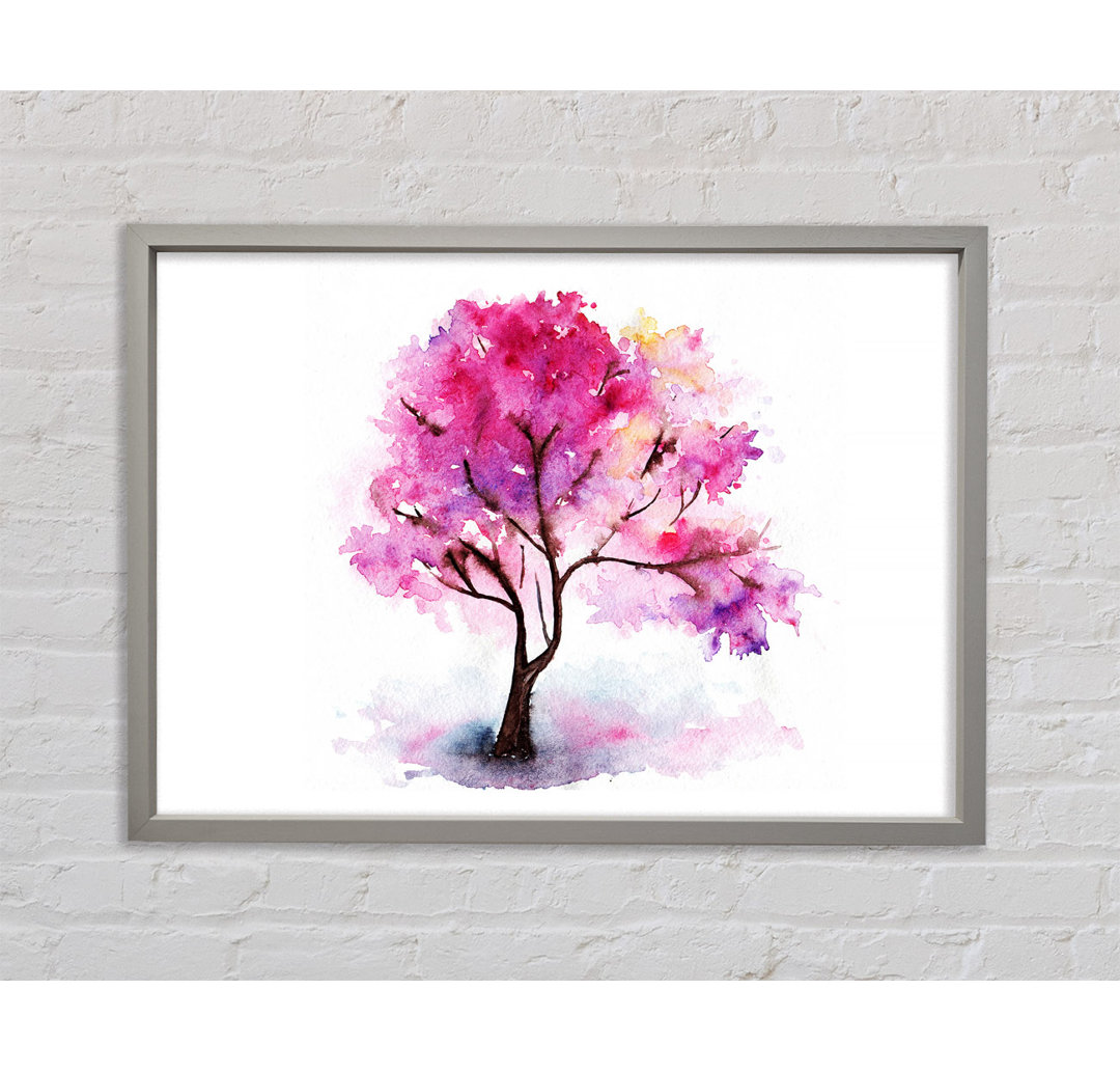 Pink Lonesome Tree - Einzelner Bilderrahmen Kunstdrucke auf Leinwand