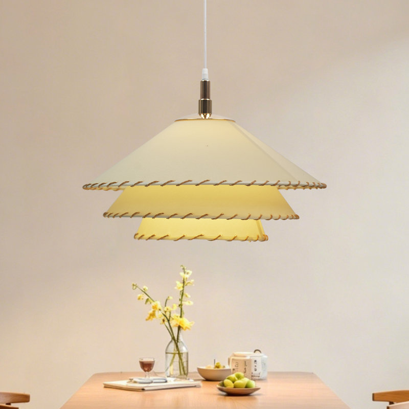 Boho 3-tier Fabric Pendant Light With Hand-stitched Rope Detailing