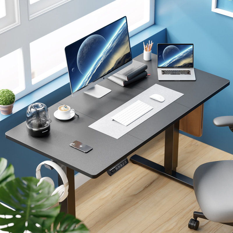 Bureaux debout et à hauteur réglable Jakyb, H 46,46 po x l 62,99 po x P 23,62 po, Noir