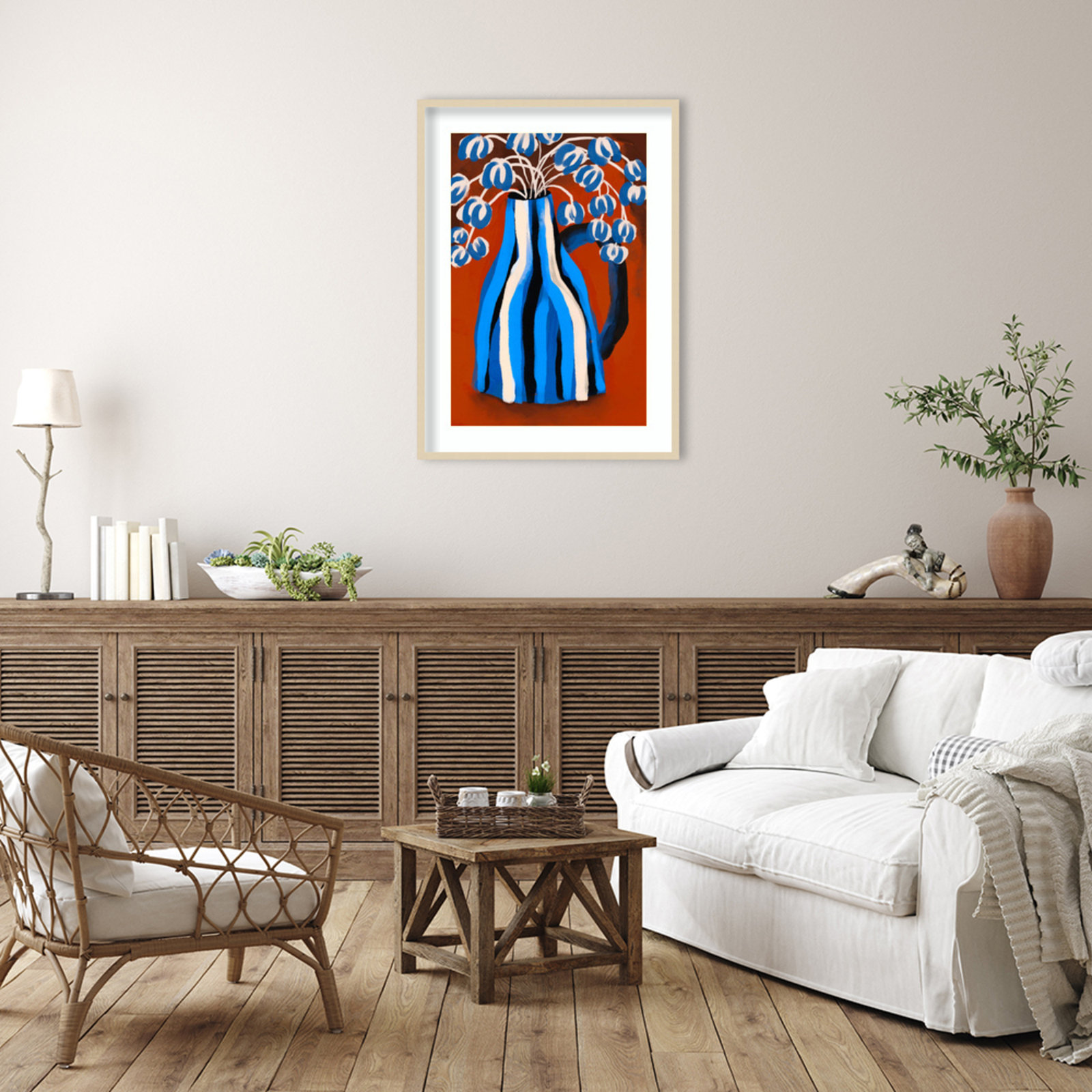 Galya "Striped Vase" Print by Treechild, Brown, 41" H x 30" W