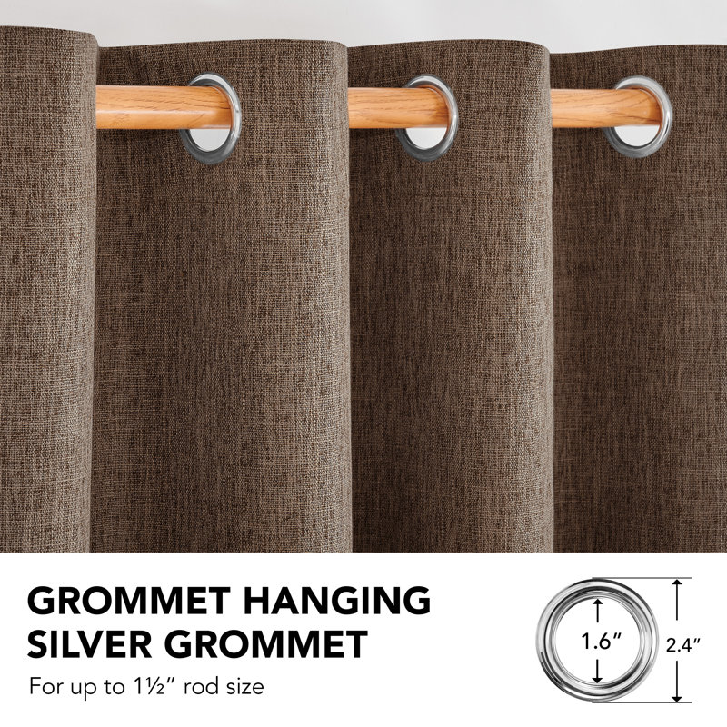 Milay Blackout Grommet Curtain Panel (Set of 2) , 52" W x 96" L, Brown