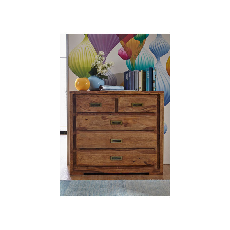 5 Drawer 95cm W Solid Wood Chest