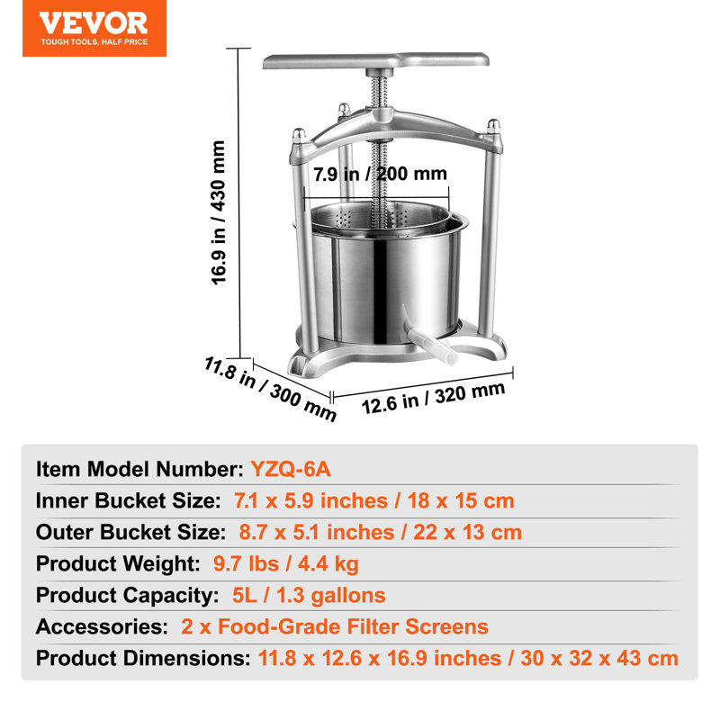 VEVOR Manual Slow Masticating & Cold Press Juicer