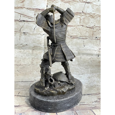 Merope Japanese Samurai Warrior Swinging Katana Sword Bronze Statue Sculpture Figure Kamiko 10 Inches X 6 Inches