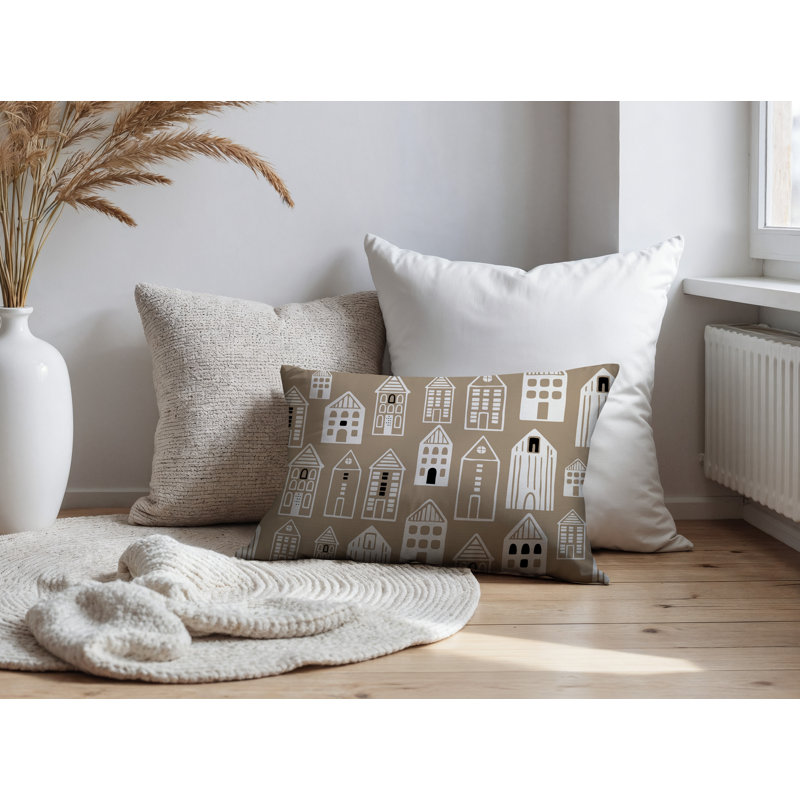 Oreiller rectangulaire réversible intérieur / extérieur Kito, Beige, Rectangle H 14 po x l 20 po