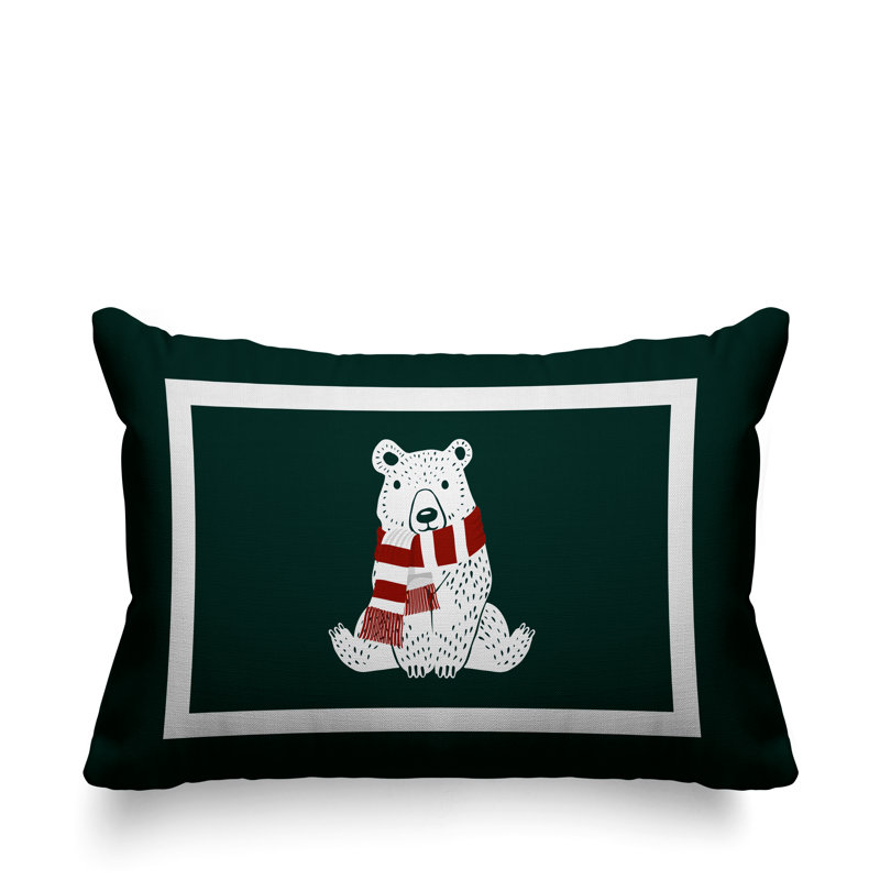 Coussin intérieur / extérieur Folk Christmas Bear, Vert
