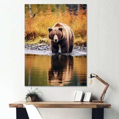 Grizzly Bear in the Winter handpainted 18 mesh Needlepoint Canvas