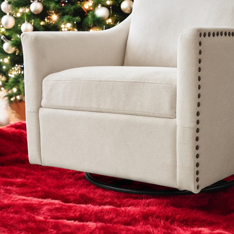 Fauteuil pivotant avec garniture cloutée Upholstery, Polyester beige