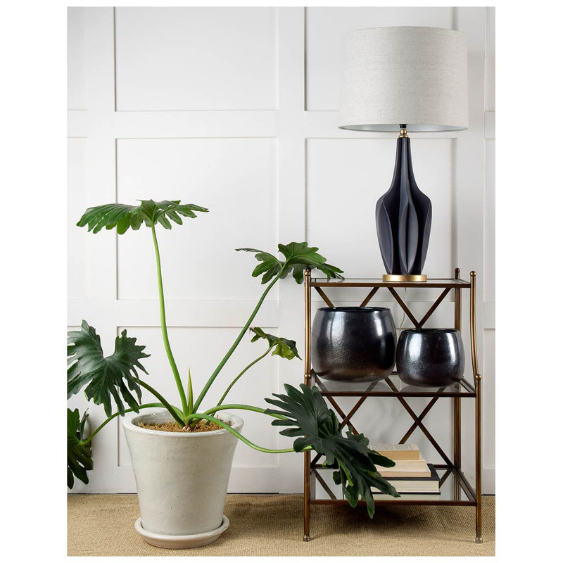 Dahill Table Lamp, Black Base / Gray Shade