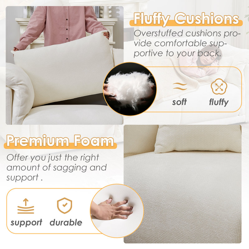 Nyerere 98.5" Upholstered 3 Seater Sofa, Beige