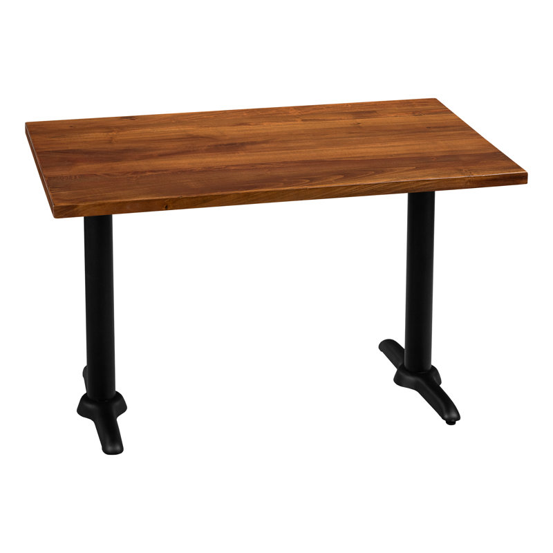 Table de salle à manger rectangulaire en bois massif pour 4 personnes 30 po x 48 po Pat, Brun / noir