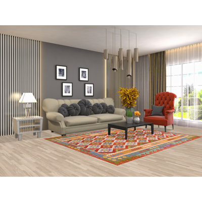 Tapis oriental multicolore Kilim 6 x 8