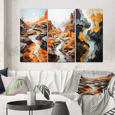«Meandering River Endless Journey», 3 pièces sur toile