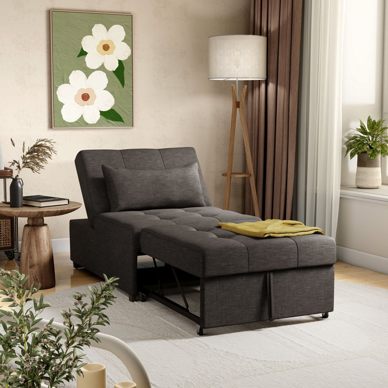 Mcroberts Upholstered Ottoman, Dark Gray