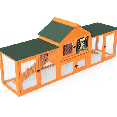 Grande orange - aire de repos, 2 aires de jeu, poignées, rampes, plateau amovible et abri imperméable pour le quotidien de Rabbit