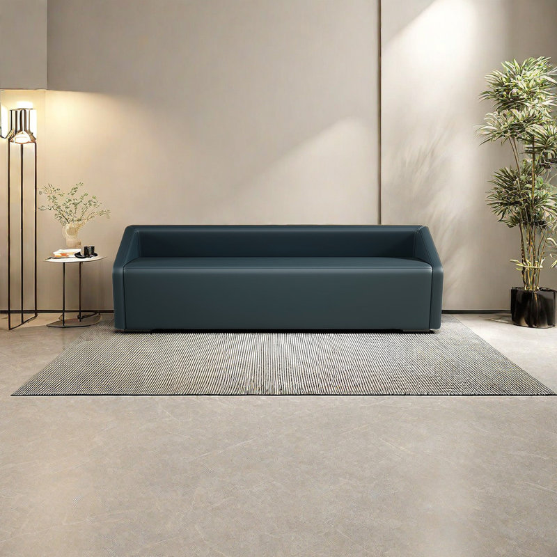 Banc de bout de lit moderne crème et minimaliste, Bleu royal