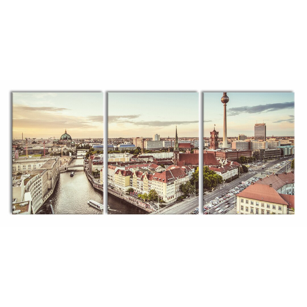 3-tlg. Leinwandbilder-Set Berlin Skyline