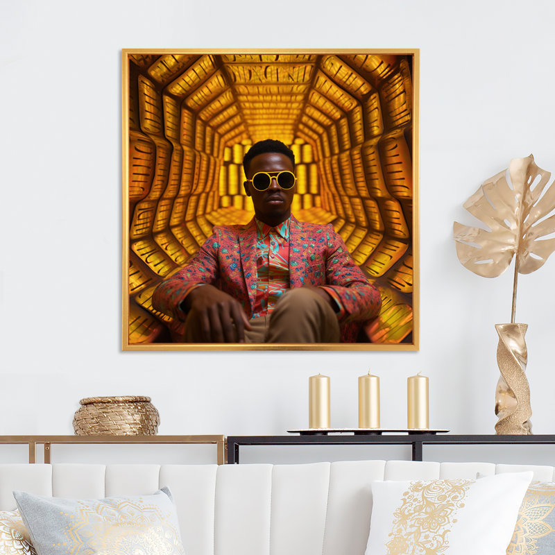 «American American rapper», impression sur toile, H 16 po x l 16 po x P 1 po, Cadre flottant doré