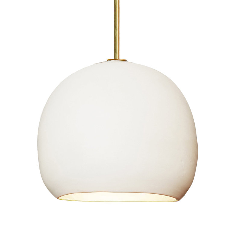 Luminaire suspendu en porcelaine 12 po, Incandescent, Laiton, Blanc mat