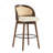 Set of 2 Indoor Wood Bar Stools, Walnut Finish with Beige Upholstered Seat-1032081210