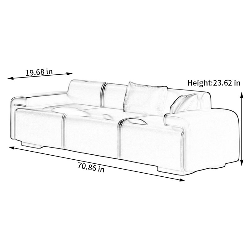 Banc de rangement pour tabouret de lit italien moderne, H 23,62 po x l 70,86 po x P 19,68 po, Blanc cassé