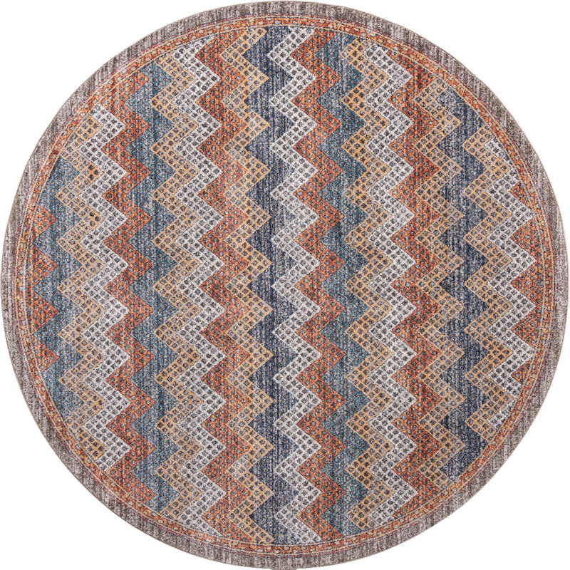 Tapis beige / pêche / bleu Iroda, Rond 10 pi