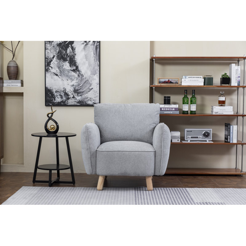 Upholstered Armchair, Light Grey