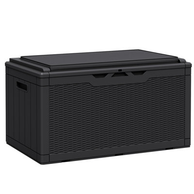 100 Gallons Water Resistant Resin Lockable Deck Box with Cushion by Patiowell