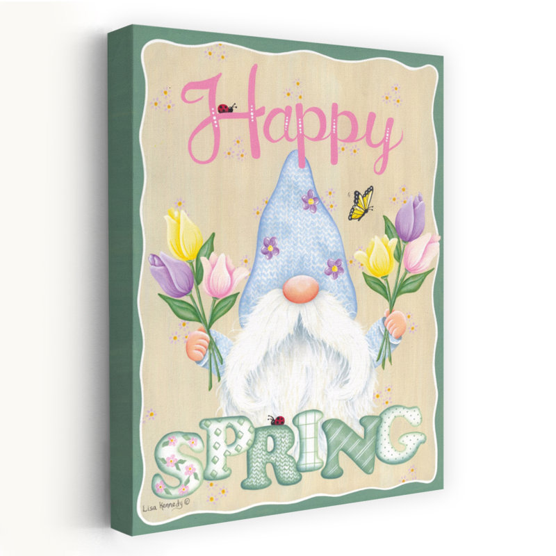 Joyeux printemps, gnome fantaisiste, papillon, tulipe, art floral printanier, H 60 po x l 40 po