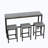 Long Dining Table Set with 3 Stools-1757151283