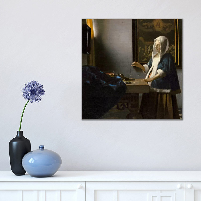 Woman Holding A Balance by Johannes Vermeer - Wrapped Canvas Painting, 45.72 cm H x 45.72 cm W x 1.91 cm D