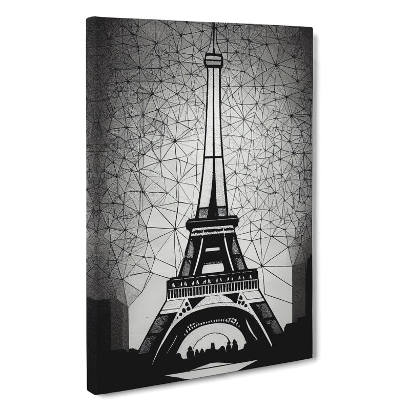 Monochrome Eiffel Tower No.1 - Wall Art, 76cm H x 50cm W x 3cm D, Wrapped Canvas