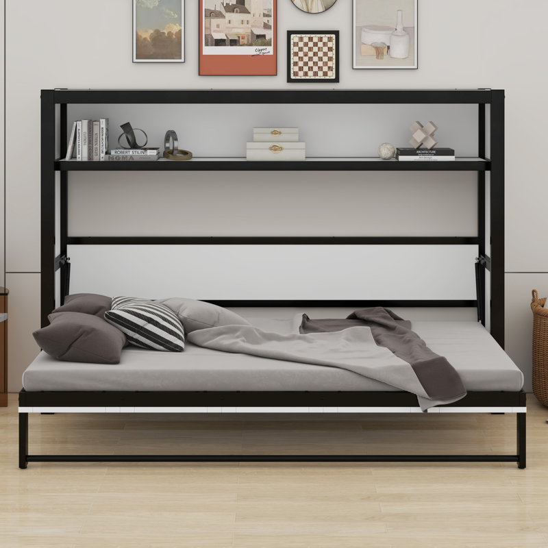 Lit escamotable avec tablettes Murphy, Blanc