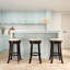 Tabouret de bar 30 po avec finition, revêtement en tissu beige relaxant, tabouret pivotant fonctionnel, coussin de siège, base en bois franc stable, liberté de mouvement à 360 degrés