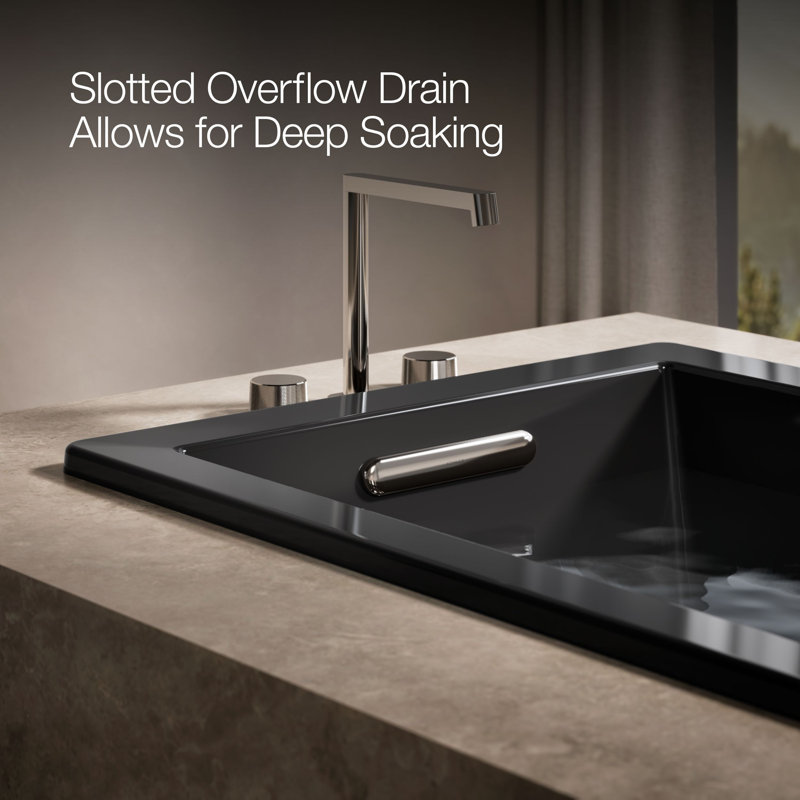 Underscore® 66" x 32" Undermount Soaking Acrylic Bathtub, Black