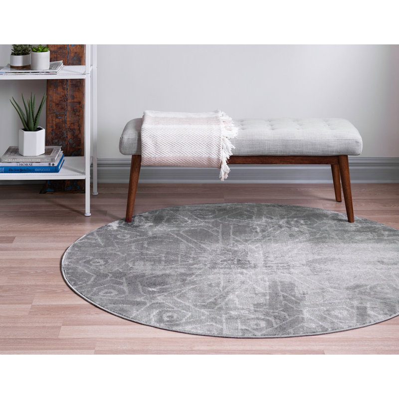 Tapis rond en métal Ikat Pantle, Rond 5 pi