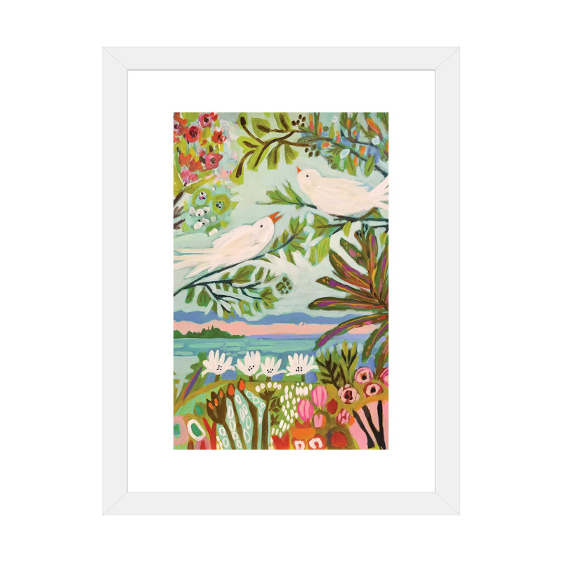 «Birds in the Garden I» par Karen Fields, reproduction d'art sur toile tendue, H 32 po x l 24 po x P 1 po