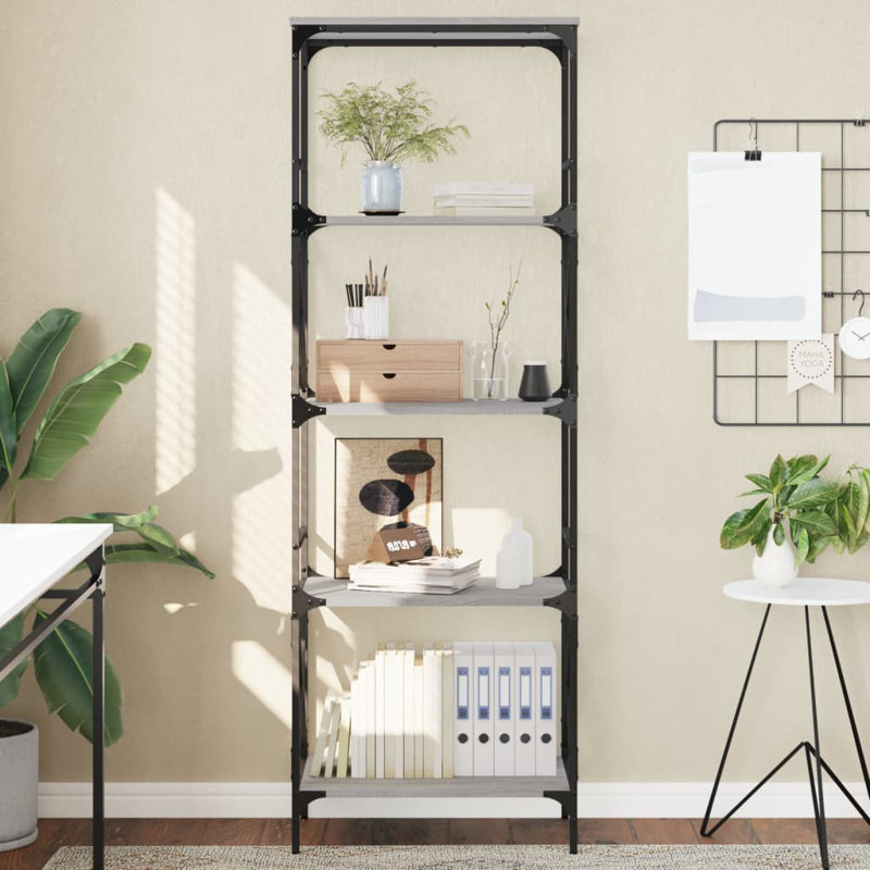 Adaniel Metal Standard Bookcase, Grey Sonoma, 171cm H x 35cm W x 59cm D