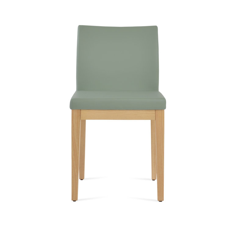 Aria Wood Dining Chair, Natural, Red PPM Faux Leather