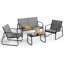 Ensemble de conversation d'extérieur 4 pièces avec causeuse, 2 chaises longues et table basse Kameliya-2022941573
