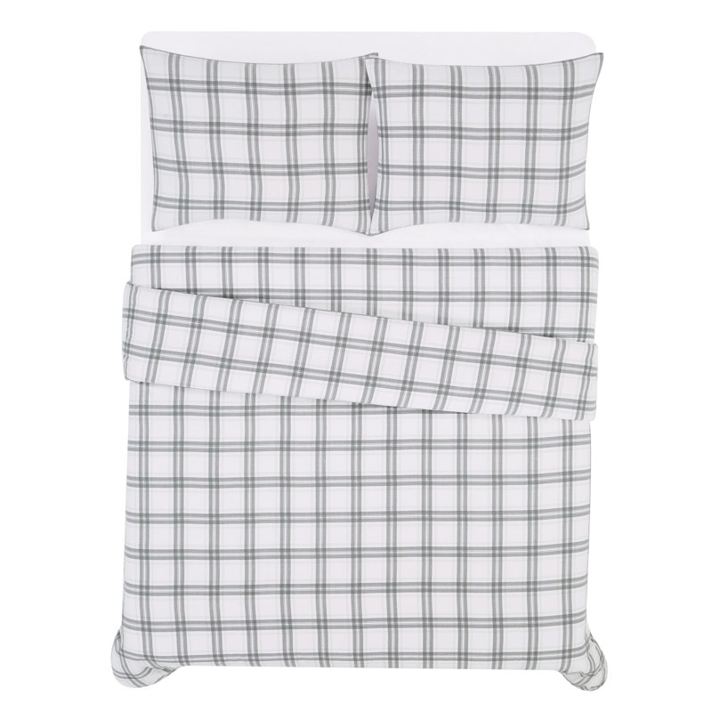 London Fog Plaid Flannel Comforter Set, Full/Queen Comforter + 2 Standard Shams