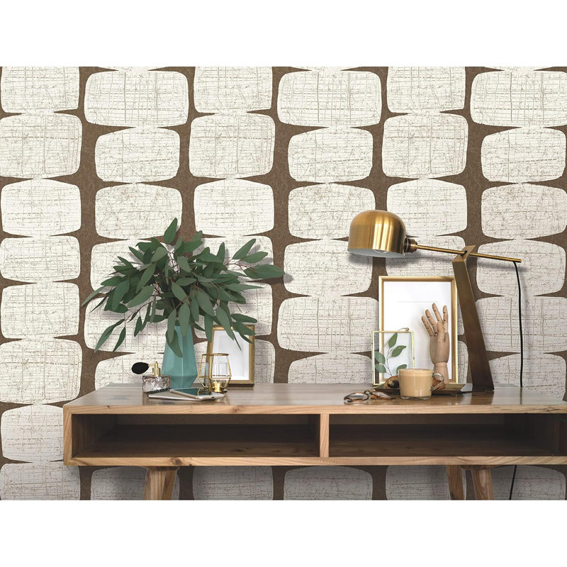 Papier peint auto-adhésif perles Mid-Century, brun